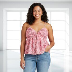 NWT J. Crew Re-Imagined Smocked Back Babydoll Cami Top | Floral Paisley Print